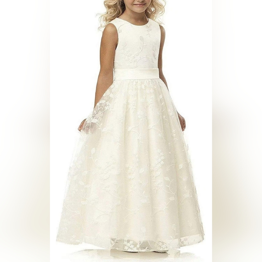 Elegant White Lace Girls Dress